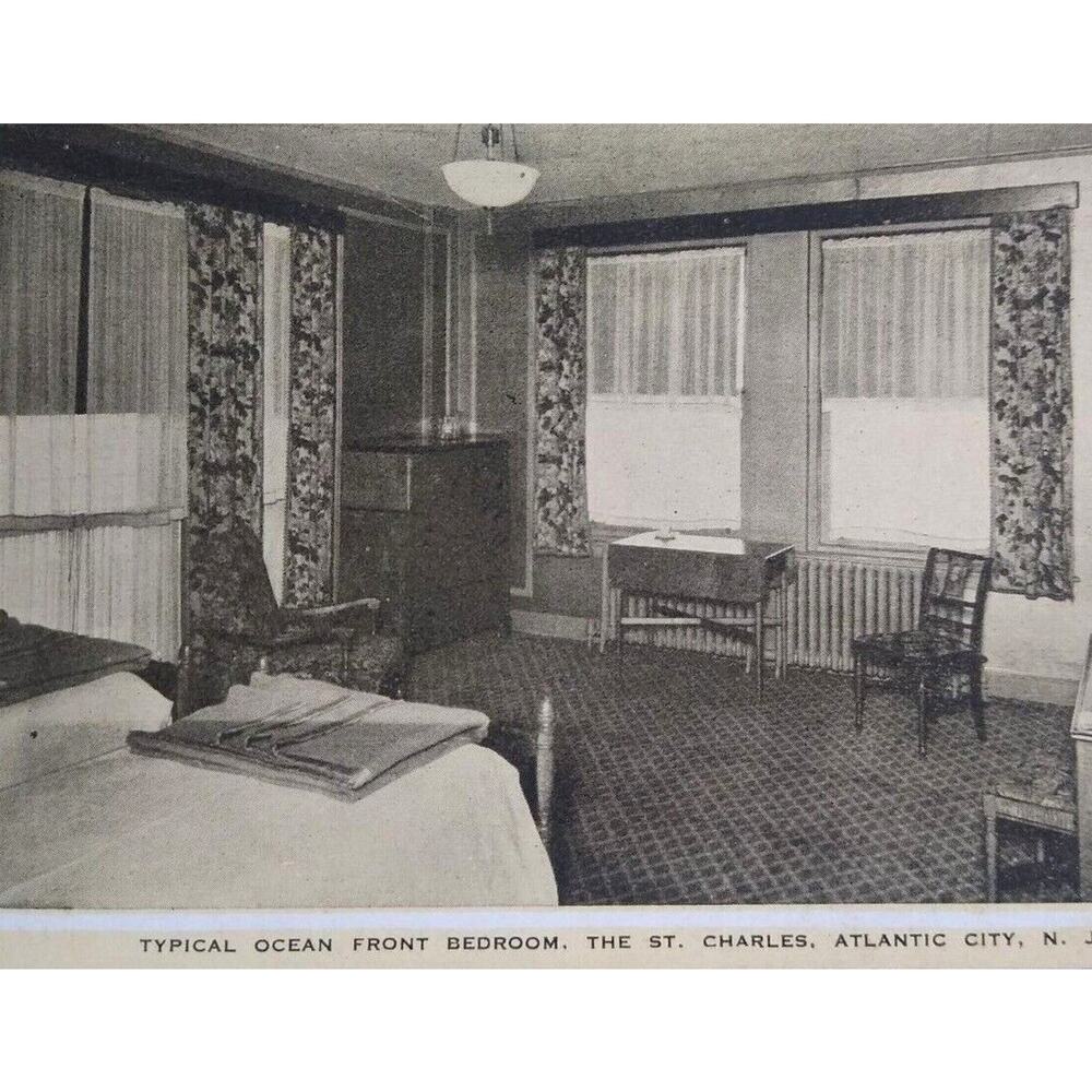 Atlantic City NJ St Charles Hotel Postcard Interior Bedroom Kropp New Jersey